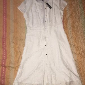 White Lace Short Sleeve Dress